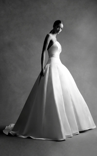 Shop Brandon Maxwell Bridal M'o Exclusive: Strapless Bustier Ball Gown In White