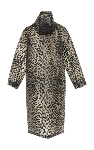 Shop Ganni Cherry Blossom Leopard Print Rain Jacket In Animal