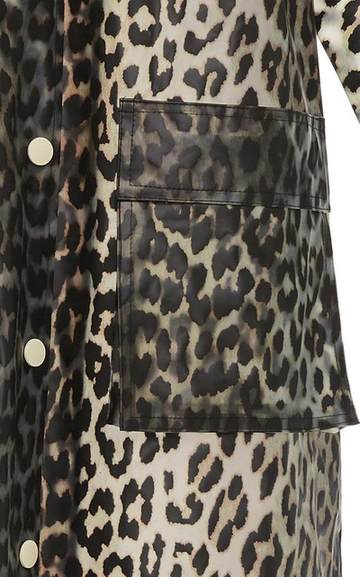 Shop Ganni Cherry Blossom Leopard Print Rain Jacket In Animal