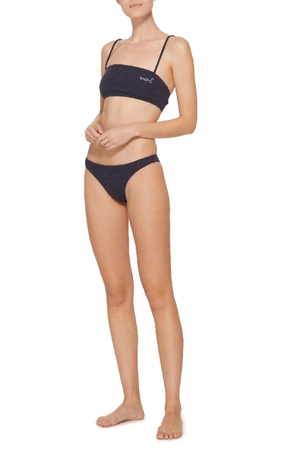 Shop Bruna Malucelli Custom Marina Boucle Bandeau Bikini Set In Navy