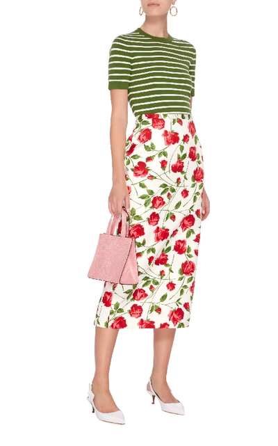 Shop Michael Kors Floral-print Stretch-crepe Midi Skirt