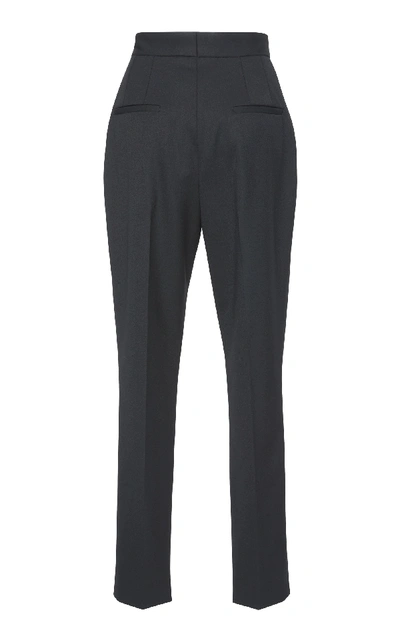 Shop Dolce & Gabbana Cropped Wool-blend Crepe Slim-leg Pants In Black