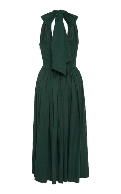 Shop Rochas Poplin Halter Dress In Green