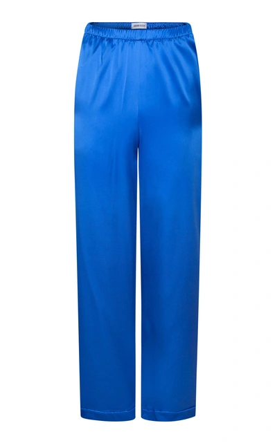 Shop Adriana Iglesias Alessia Silk Satin Pajama Pants In Blue