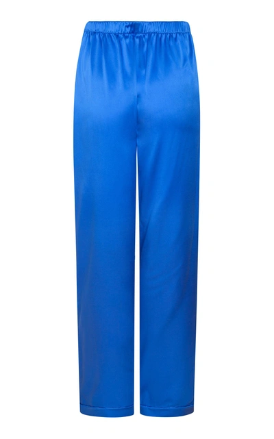 Shop Adriana Iglesias Alessia Silk Satin Pajama Pants In Blue