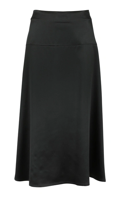 Shop La Collection Alara Silk Midi Skirt In Black
