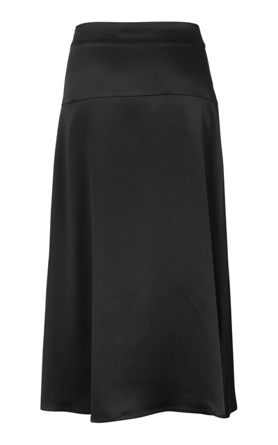 Shop La Collection Alara Silk Midi Skirt In Black