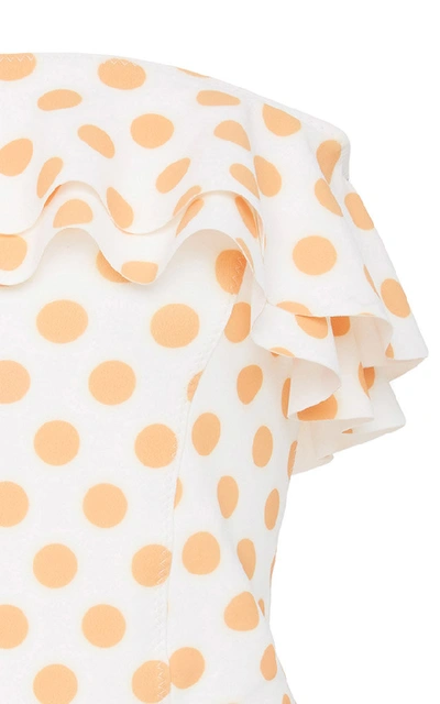 Shop Lisa Marie Fernandez Sabine Double Ruffle Bonded One-piece Swimsuit In Orange