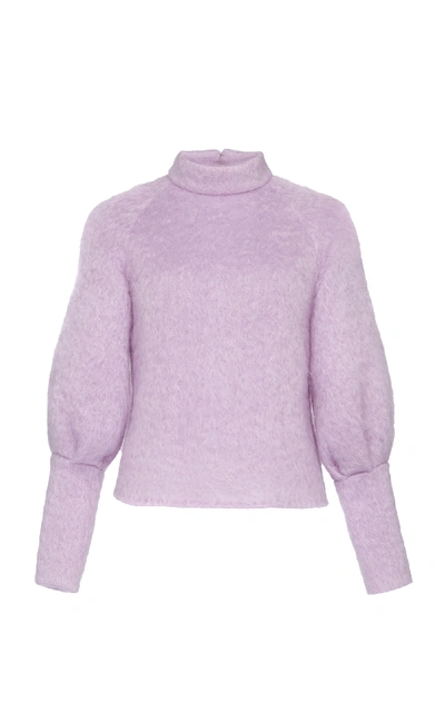 Shop Eleanor Balfour Exclusive Alma Balloon Sleeve Mohair-blend Sweater In Purple