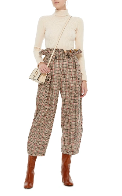 Shop Stella Jean Checked Paperbag Pant In Brown