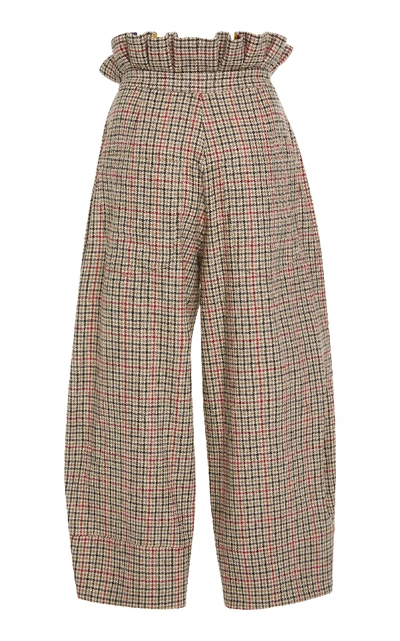 Shop Stella Jean Checked Paperbag Pant In Brown