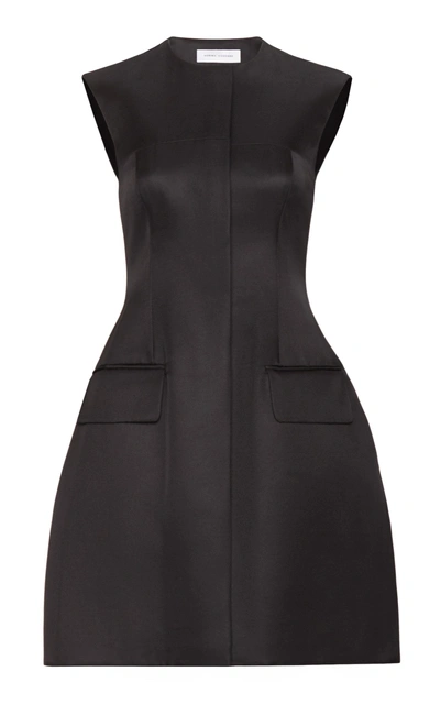 Shop Marina Moscone Sleeveless Wool Silk Bustier Gilet In Black