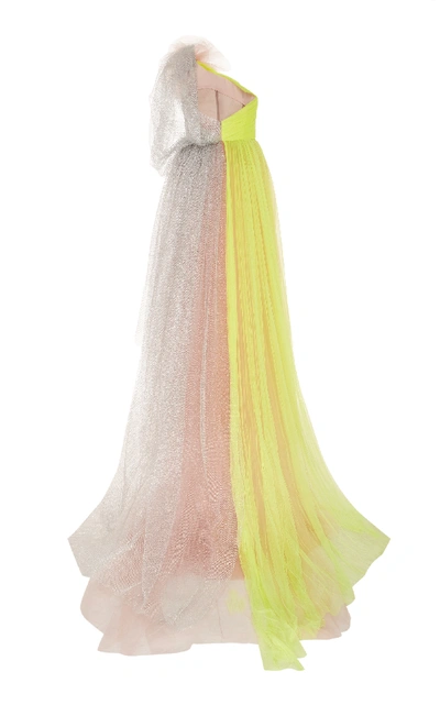 Shop Delpozo Long Tulle Gown In Pink