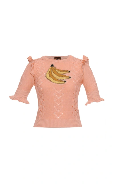 Shop Lena Hoschek Banana Print Sweater In Pink