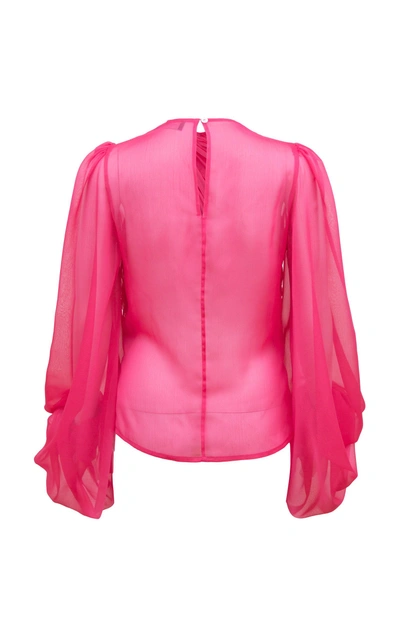Shop Lana Mueller Seba Draped Chiffon Blouse In Pink
