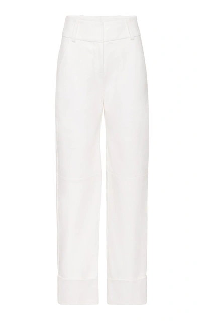 Shop Marina Moscone Painter's Tailored Leather Trouser In White