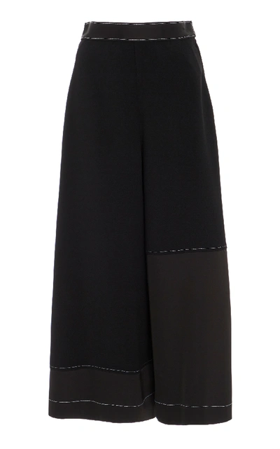 Shop Loewe Pleated Crepe And Satin Trousers In Black