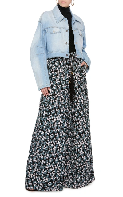 Shop Yvonne S Tasseled Printed Terry Wide-leg Pants In Floral