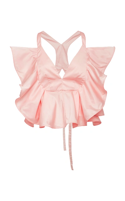 Shop Rosie Assoulin The 405 Ruffled Satin Top In Pink