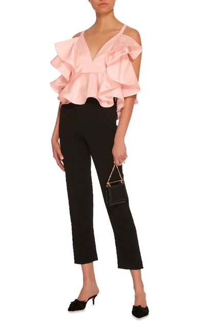 Shop Rosie Assoulin The 405 Ruffled Satin Top In Pink