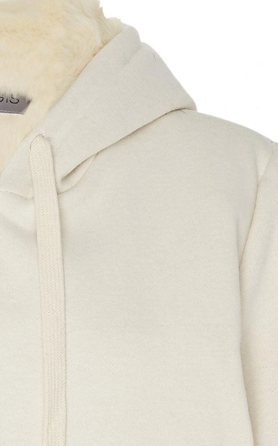Shop Pologeorgis Zoe Fur-lined Cotton-jersey Hooded Sweatshirt In Ivory