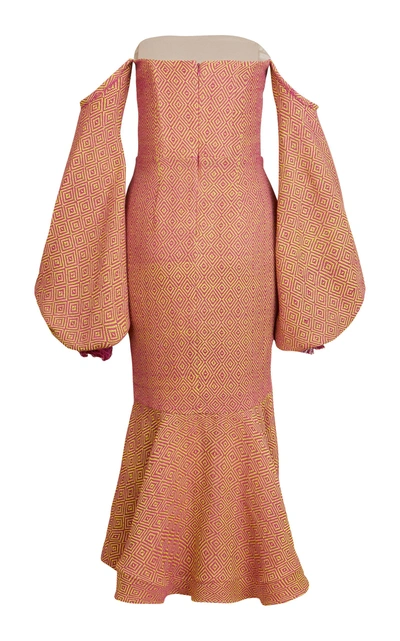 Shop Lana Mueller Bia Off-the-shoulder Midi Dress In Purple