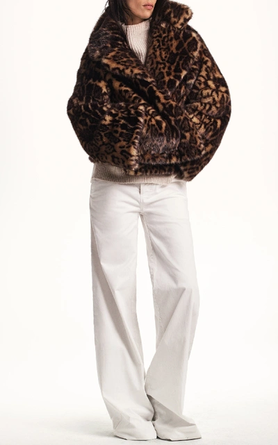 Shop Nili Lotan Sedella Faux Fur Leopard Coat In Animal