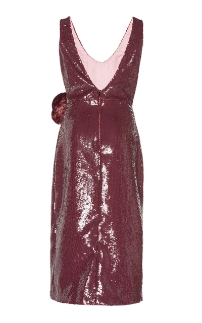 Shop Johanna Ortiz Tarantella Embellished Sequined Midi Dress In Burgundy