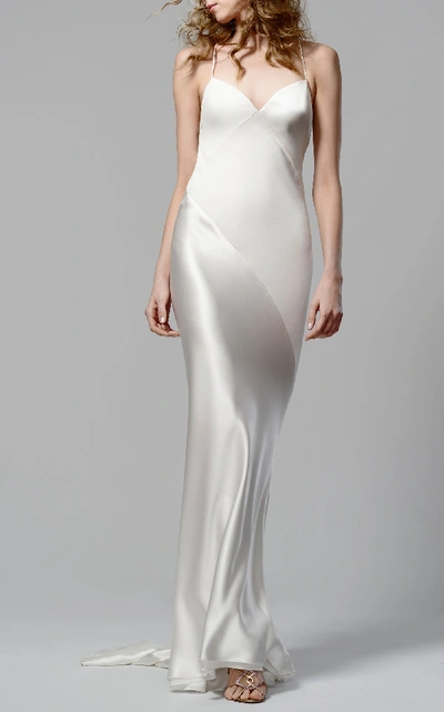 Shop Elizabeth Fillmore Cate Slip Dress In Ivory