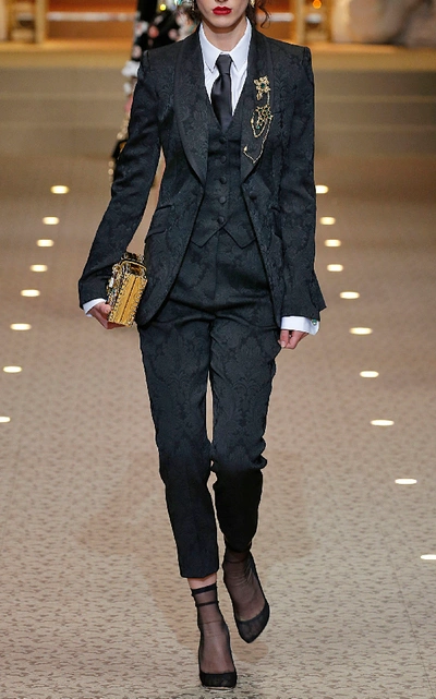 Shop Dolce & Gabbana Jacquard Blazer In Black