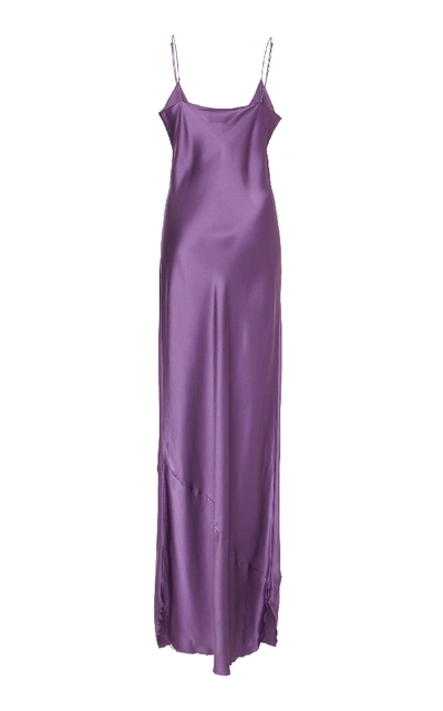 Shop Nili Lotan Cami Silk-charmeuse Slip Gown In Purple