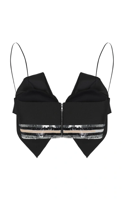 Shop Rasario Bow Crop Top In Black