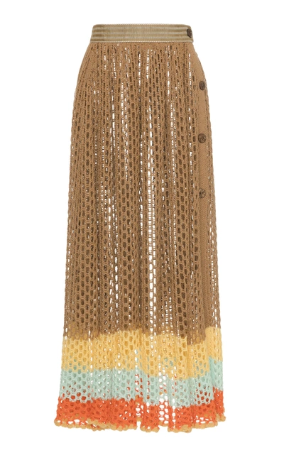 Shop Lena Hoschek Belo Horizonte Crochet Skirt In Brown