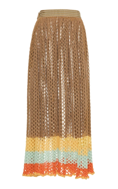 Shop Lena Hoschek Belo Horizonte Crochet Skirt In Brown