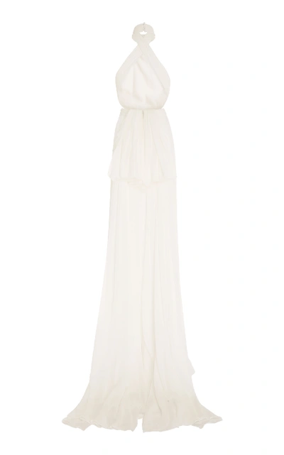 Shop Brandon Maxwell Bridal M'o Exclusive: Chiffon Cross Back Gown In White