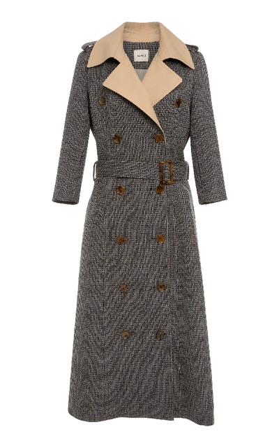 Shop Khaite Charlotte Houndstooth Wool-tweed Trench Coat In Brown