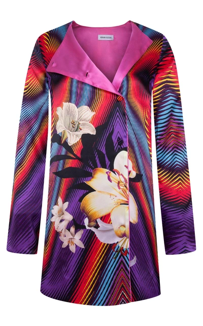 Shop Adriana Iglesias Lucy Silk Satin Jacket In Print