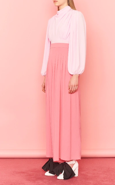 Shop Emilia Wickstead Carla Pleated Jersey-crepe Trousers In Pink