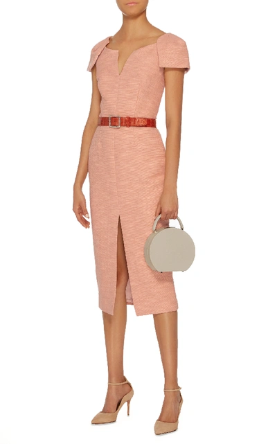 Shop Martin Grant Structured Cap Sleeve Midi Dress In Pink