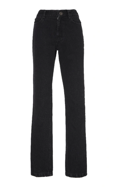 Shop Matthew Adams Dolan High-rise Straight-leg Jeans In Black