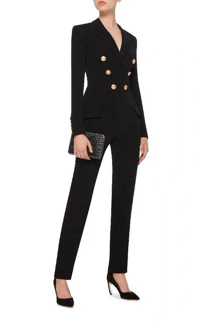 Shop Balmain Double Breasted Jumpsuit In Black
