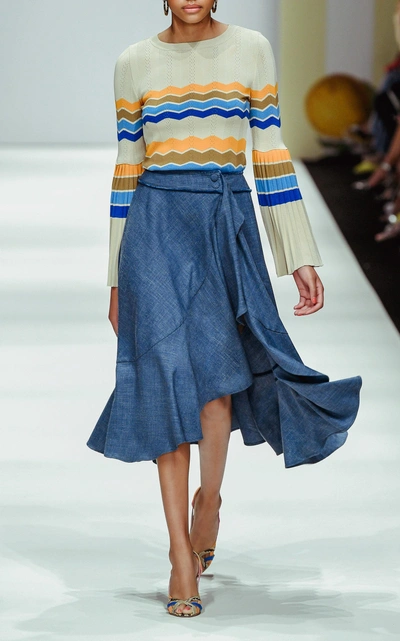 Shop Lena Hoschek Esperanza Wrap Skirt In Blue