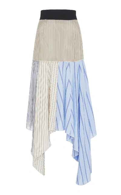 Shop Jw Anderson Patchwork Silk Midi Skirt In Stripe