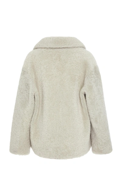 Shop Becken Collared Shearling Jacket In Grey