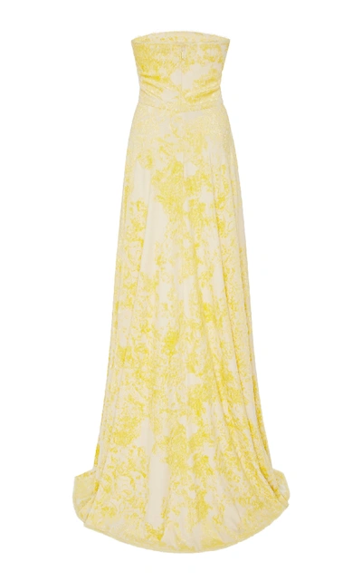 Shop Yeon M'o Exclusive Cliora Floral Jacquard Gown In Yellow