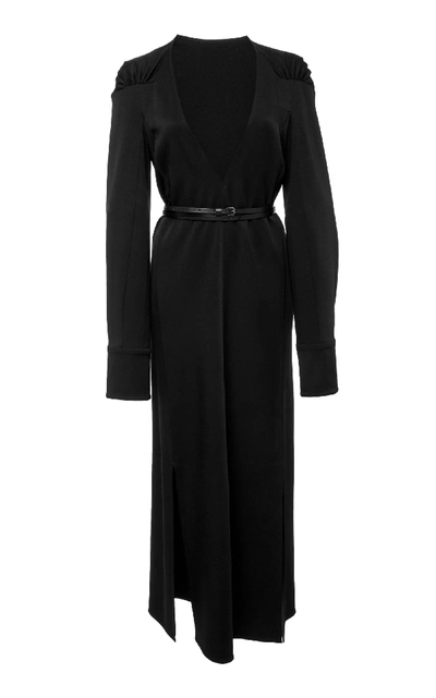 Shop Victoria Beckham Satin Midi Dress In Black