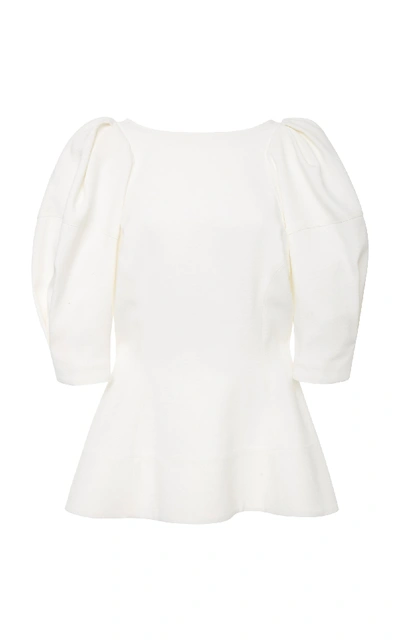 Shop Khaite Darlene Poplin Peplum Top In White