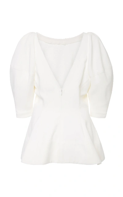 Shop Khaite Darlene Poplin Peplum Top In White