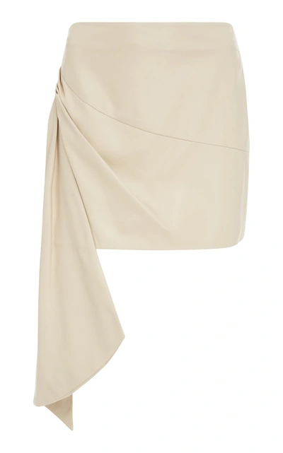 Shop Zeynep Arcay Asymmetric Leather Mini Skirt In Neutral