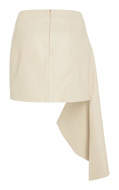 Shop Zeynep Arcay Asymmetric Leather Mini Skirt In Neutral
